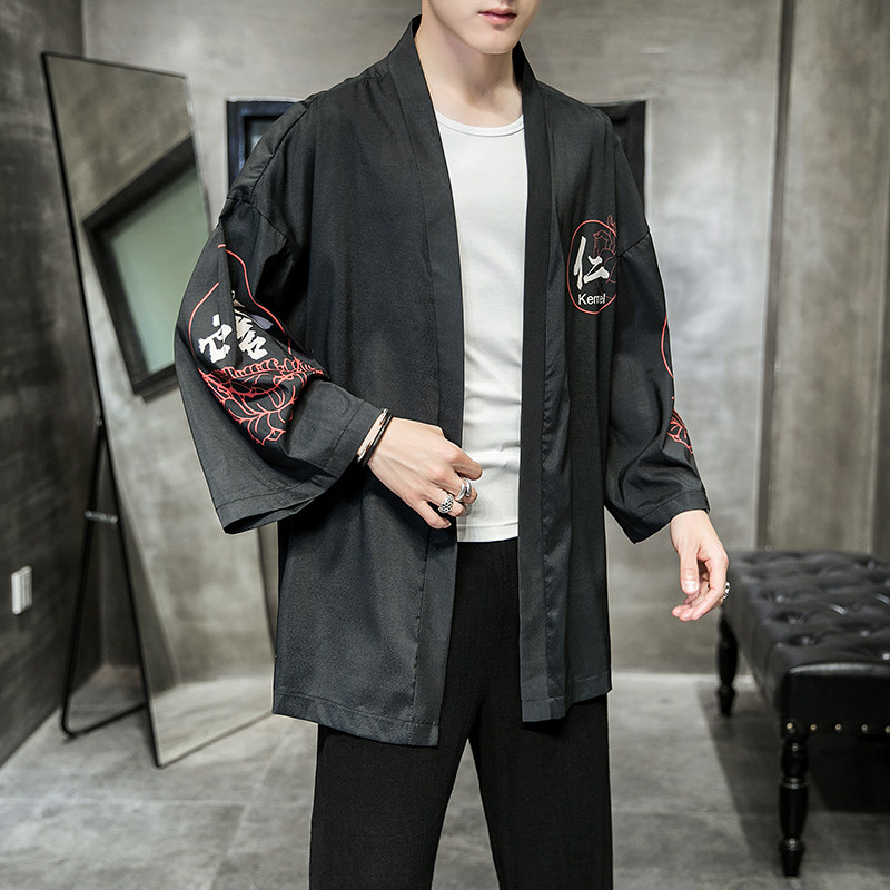 2025夏季新款风云霄铜钱海浪汉服开衫披风男A008-1K01p40,男装民族服装,电商A008-1