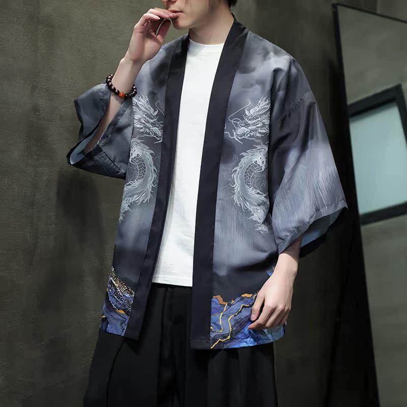 2025夏季新款风印花汉服风衣开衫披风男DSA008-1K86P40,男装风衣,电商A008-1