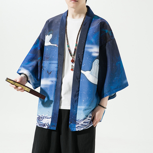 2025夏季新款风 霞光 圣者仙鹤和服开衫披风男6006K036p40图片