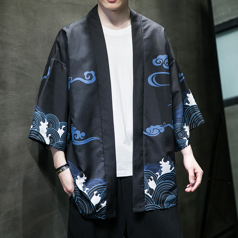夏季新款风红日仙鹤和服开衫披风男款DSA008-1K039p40,男装卫衣,电商A008-1