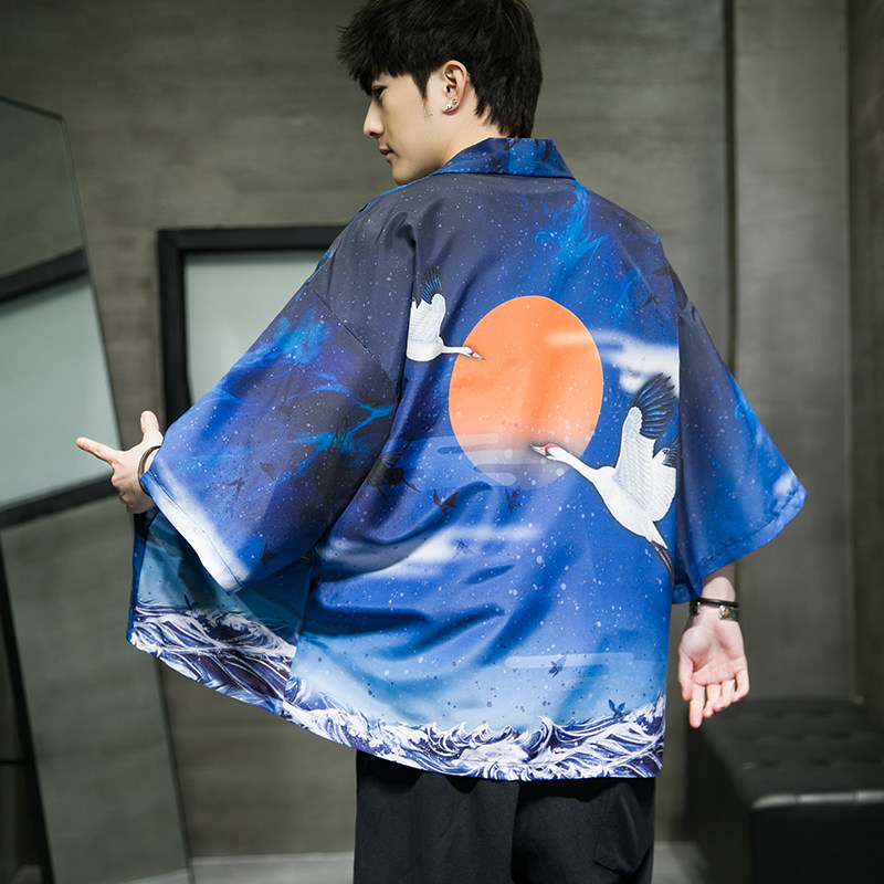 夏季新款风仙鹤圣者霞光和服开衫披风男6006K036p40,男装卫衣,电商A008-1