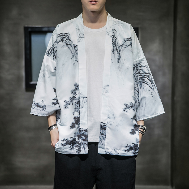 夏季新款风白龙武道汉服开衫披风男A008-1K56P40，男装民族服装，电商A008-1