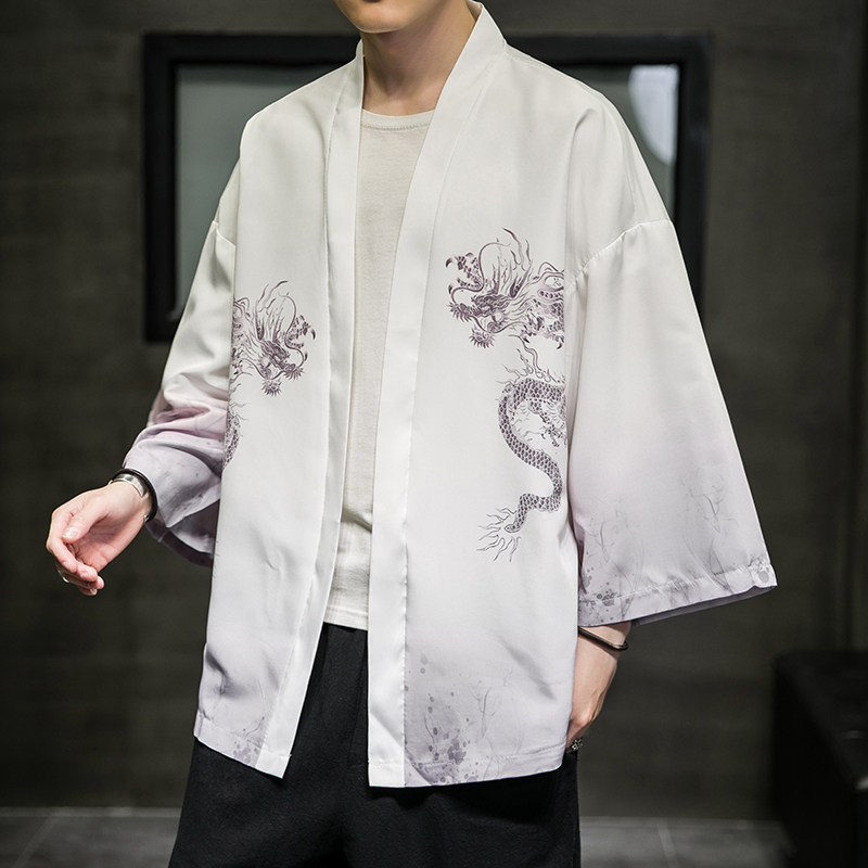 2025夏季新款风双龙逐日和服开衫披风男6006K032p40,男装卫衣,电商A008-1