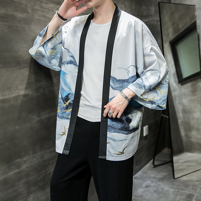 2025夏季新款风天鹅墨龙汉服开衫披风男DSA008-1K03P40,男装民族服装,电商A008-1