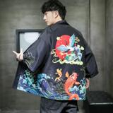 夏季新款风仙鹤祥鹿汉服开衫披风男DS-A008-1-K93p40，男装民族服装，电商A008-1