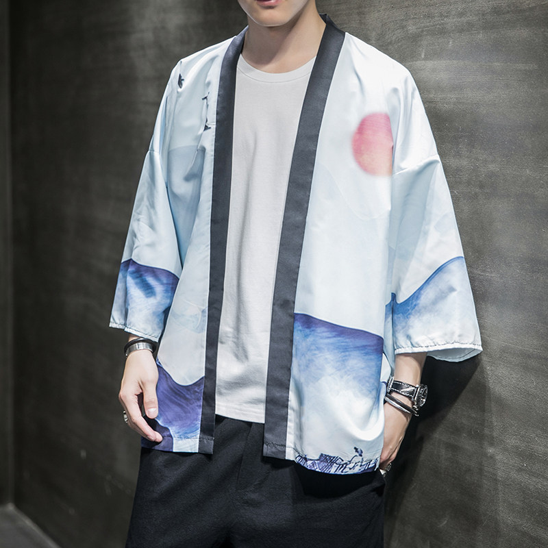 夏季新款风天鹅白龙武道汉服开衫披风男A008-1K56P40,男装民族服装,电商A008-1