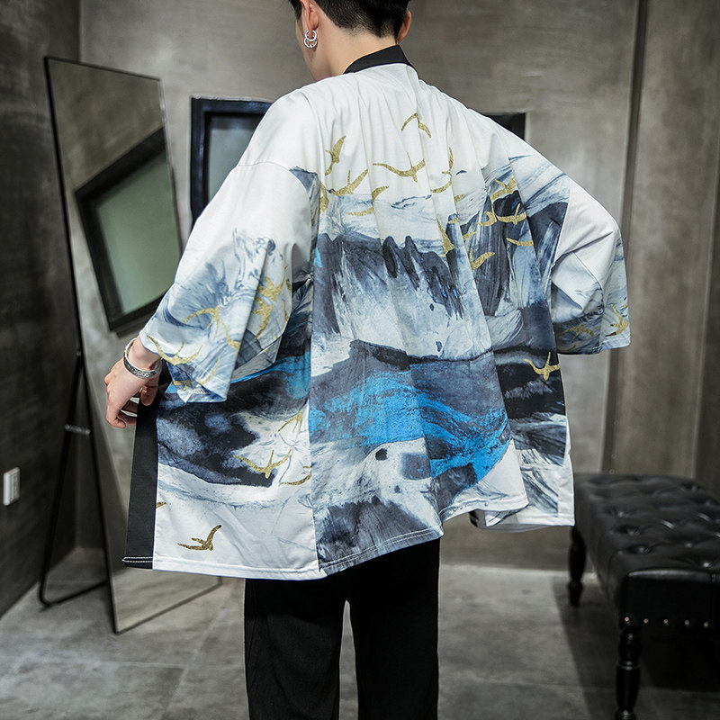 2025夏季新款风 天鹅 墨龙 汉服开衫披风男DS A008-1K03 P40图片