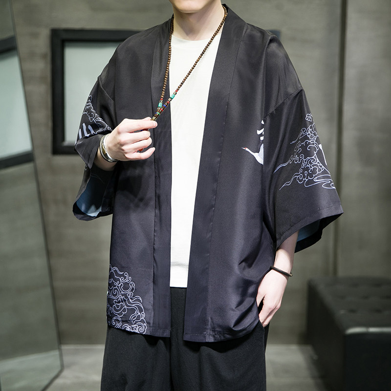 2025夏季新款风圣者仙鹤霞光和服开衫披风男6006K036p40,男装卫衣,电商A008-1