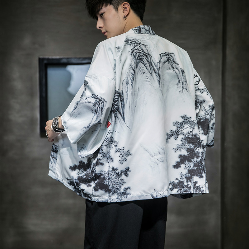 夏季新款风白龙武道汉服开衫披风男A008-1K56P40,男装民族服装,电商A008-1