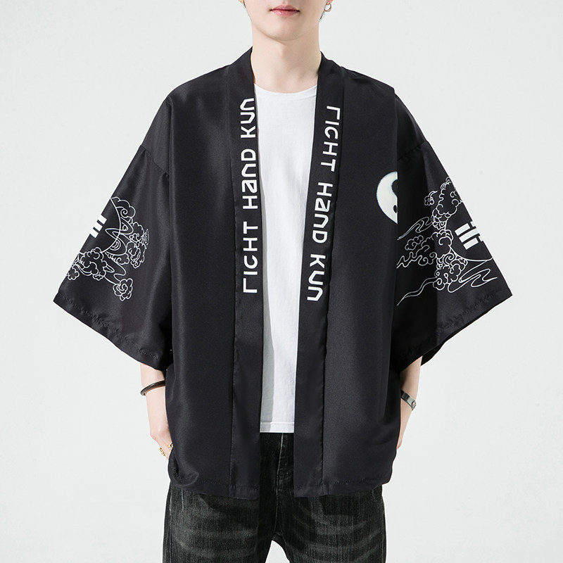 2025夏季新款风飞鹤鲤鱼和服开衫披风男DS-A008-1K02P40,男装卫衣,电商A008-1