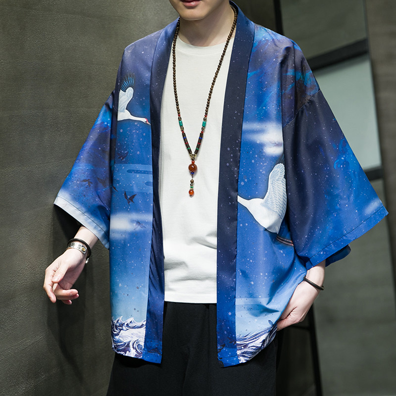 夏季新款风仙鹤圣者霞光和服开衫披风男6006K036p40,男装卫衣,电商A008-1