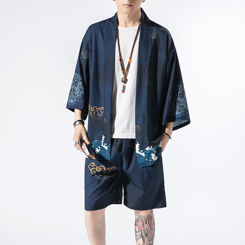 风道袍男汉服开衫汉服防晒衣套装DSA008-1-TZK08P70，男装休闲套装，电商A008-1