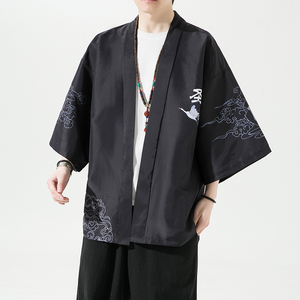 2025夏季新款风 圣者 霞光 仙鹤和服开衫披风男6006K036p40图片