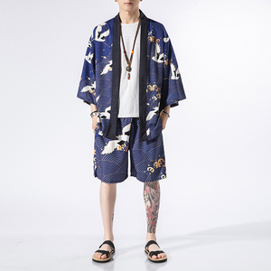 夏季风道袍男短袖汉服开衫汉服防晒衣套装DSA008-1-TZK08P70图片