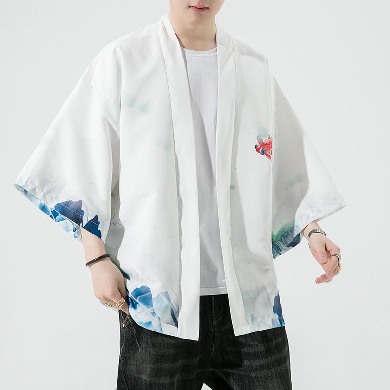 夏季新款风仙鹤祥鹿汉服开衫披风男DS-A008-1-K93p40,男装民族服装,电商A008-1