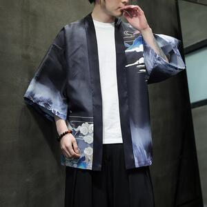 夏季新款风 青山仙鹤印花汉服风衣开衫披风男DSA008-1K87 P40图片