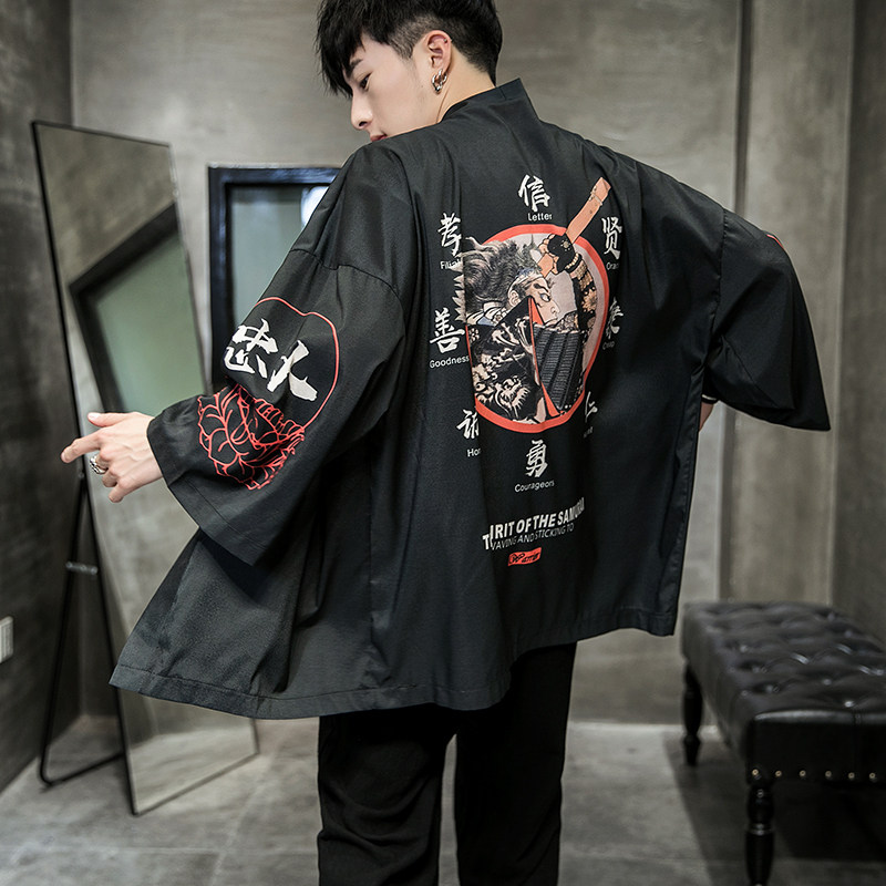 2025夏季新款风云霄红鲤海浪和服开衫披风男6006K01p40,男装卫衣,电商A008-1