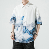 男士印花风休闲男新潮款青年短袖衬衫DS-A008-1-S022-P45，男装T恤，电商A008-1