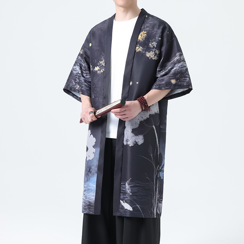 夏季新款风汉服开衫披风风衣男DSA008-1-K303p48，男装风衣，电商A008-1