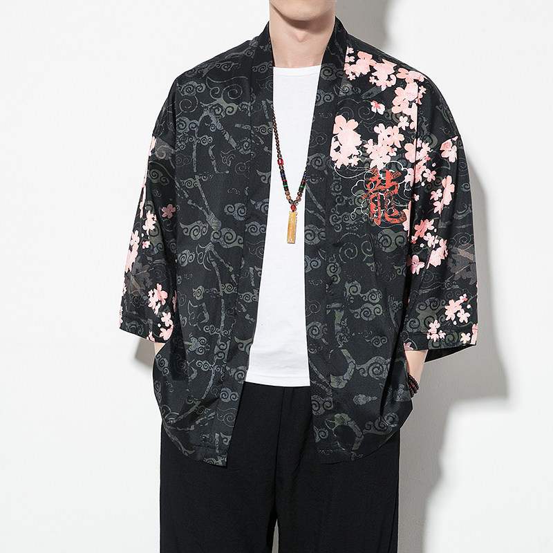 夏季新款风，龍图祥云和服开衫披风男款DSA008-1K88p40,男装卫衣,电商A008-1