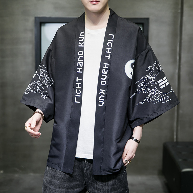 2025夏季新款风飞鹤鲤鱼和服开衫披风男DS-A008-1K02p40,男装卫衣,电商A008-1