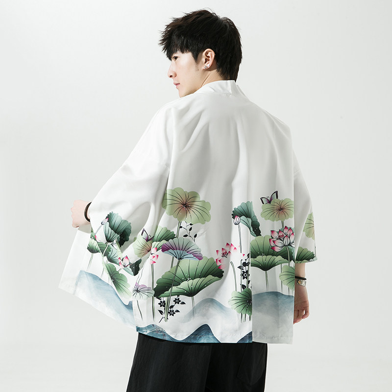 2023夏季新款风 青叶 仙鹤和服开衫披风男DS-A008-1-K037p40图片