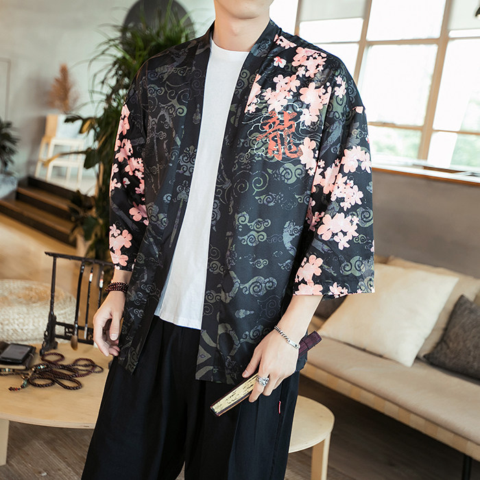 夏季新款风，龍图祥云和服开衫披风男款DSA008-1K88p40,男装卫衣,电商A008-1