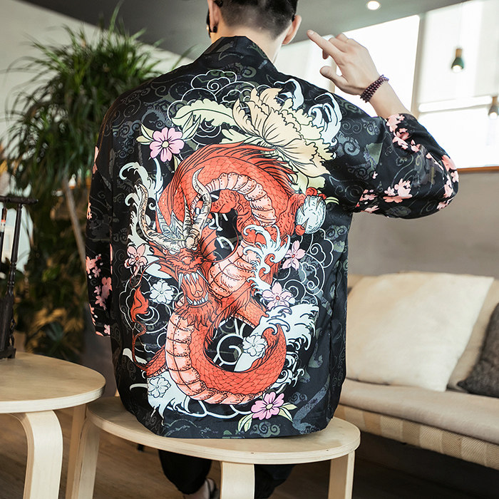 夏季新款风，龍图祥云和服开衫披风男款DSA008-1K88p40图片
