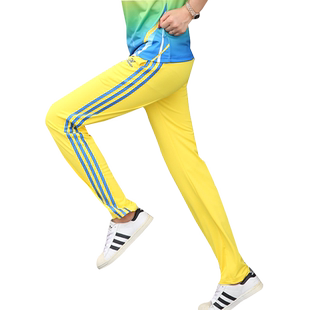 白色运动裤女宽松直筒跑步三条杠运动长裤男夏薄款健身卫裤校服裤