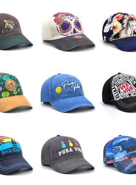 美式复古 牛仔拼色迷彩时尚个性街头运动百搭遮阳棒球帽B0402