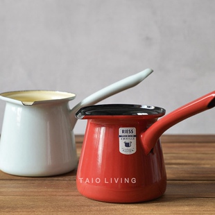 Riess奥地利搪瓷锅宝宝奶锅不粘锅防烫单柄婴儿辅食锅摩卡咖啡壶