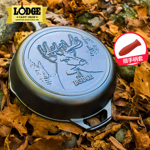 Lodge平底煎锅铸铁美国野生动物