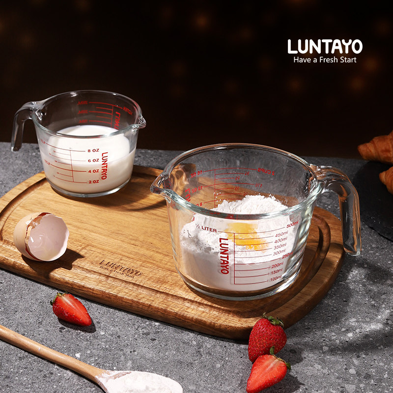 Luntayo玻璃量杯子带刻度耐高温图片