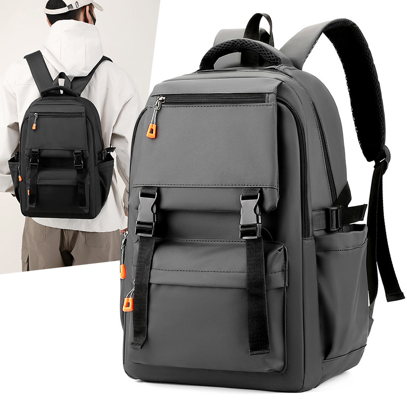 商务风双肩包男大容量电脑包防水通勤背包青年学生书包