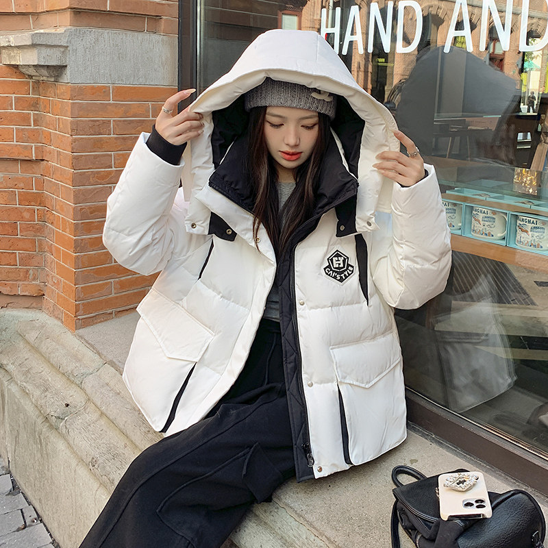 白色三防冲锋衣羽绒服女冬2024新款高级感超好看短款工装派克外套,商品下架区,浙宝205