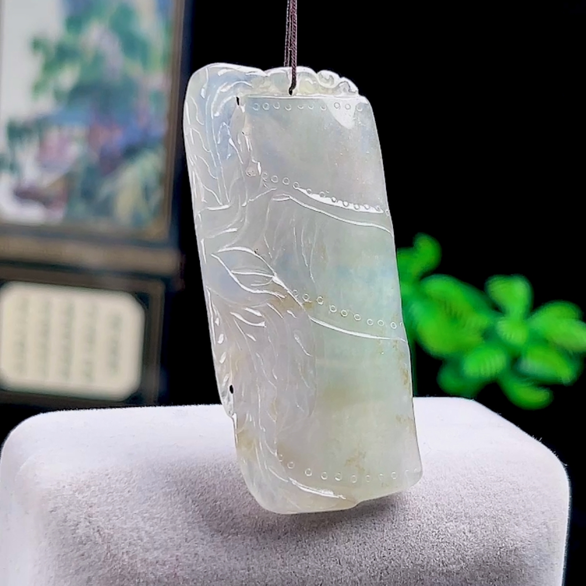 天然A货玉石节节高升吊坠竹报平安挂件缅甸料翡翠冰种竹节玉坠