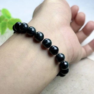 玉手链墨绿玉手串玉石 手串女 9MM保真天然A货豆青墨翠翡翠手链