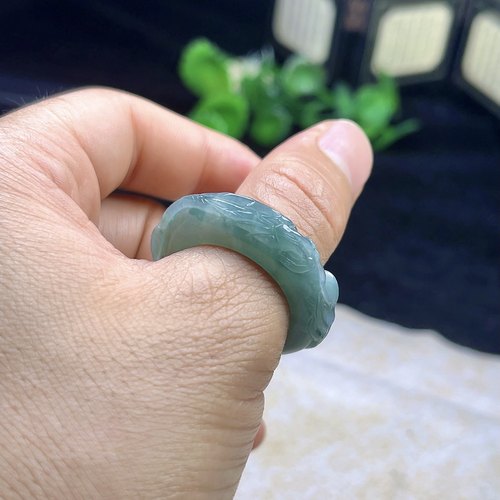 22mm天然A货翡翠玉凝善龙扳指
