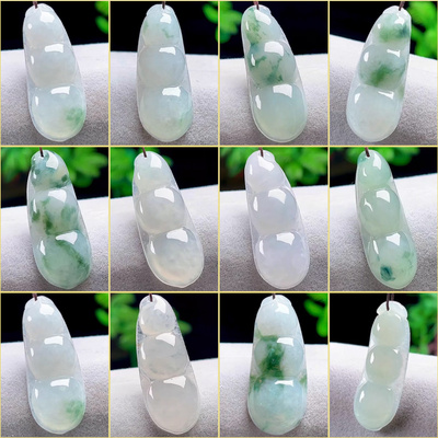 缅甸保真翡翠福豆吊坠天然A货玉石四季豆玉坠老坑冰底聪明豆挂件