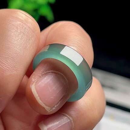 14号冰种晴水绿方戒保真A货天然玉石翡翠戒指直边平口指环男女款