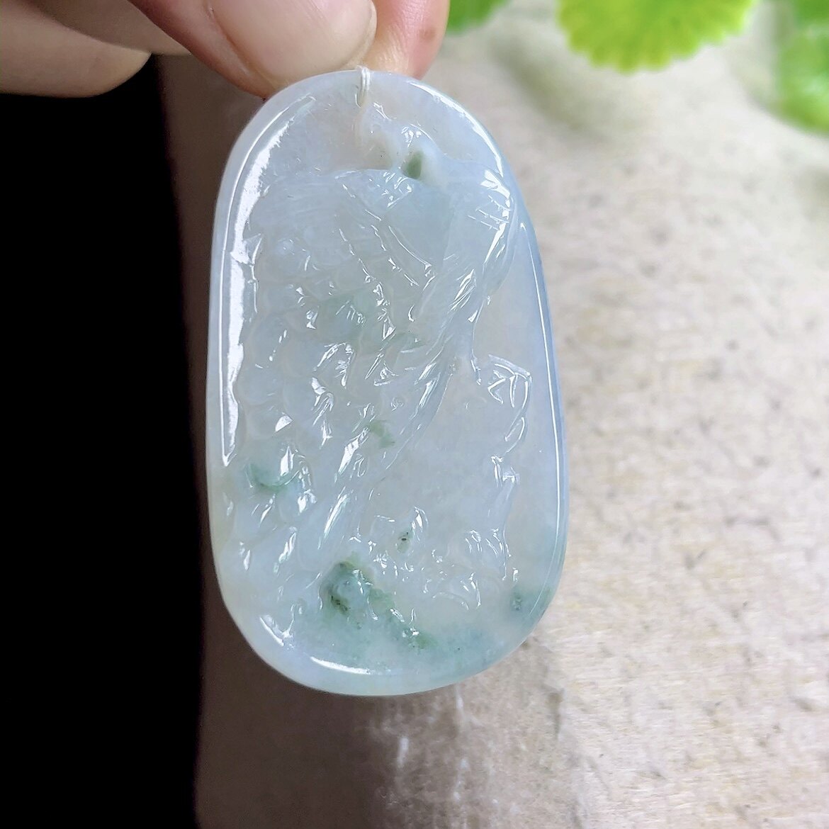 缅甸老坑冰底飘花翡翠孔雀吊坠 玉孔雀开屏玉坠天然a货玉石玉佩