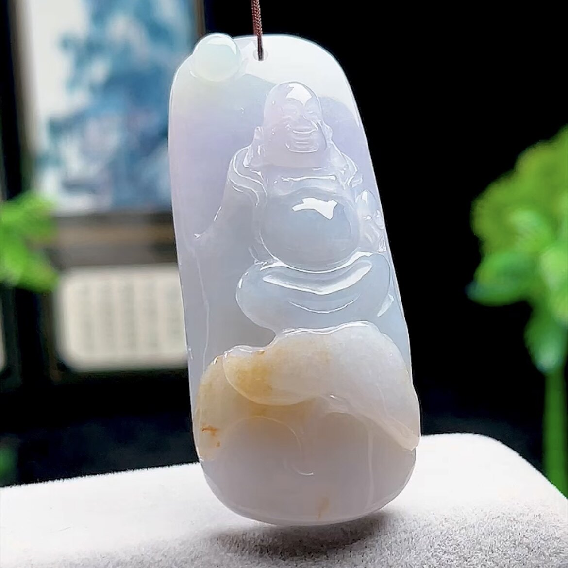 保真缅甸料翡翠弥勒佛挂件笑佛玉坠天然A货玉石飘黄翡佛公吊坠
