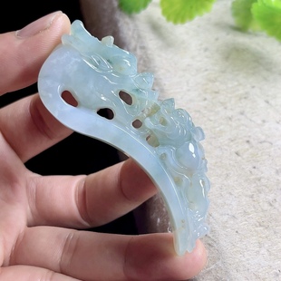 缅甸天然三彩黄翡翠龙勾吊坠 A货玉石望子成龙玉坠 精工镂空玉龙