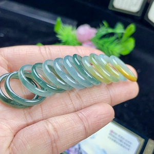 冰种蓝水天然A货玉石翡翠指环 女 迷你细边玉戒指 玉戒圈 男尾戒