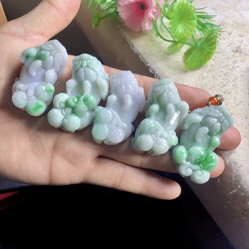 自选缅甸貔貅翡翠a货如意皮休吊坠男女情侣一对招财进宝玉貔貅