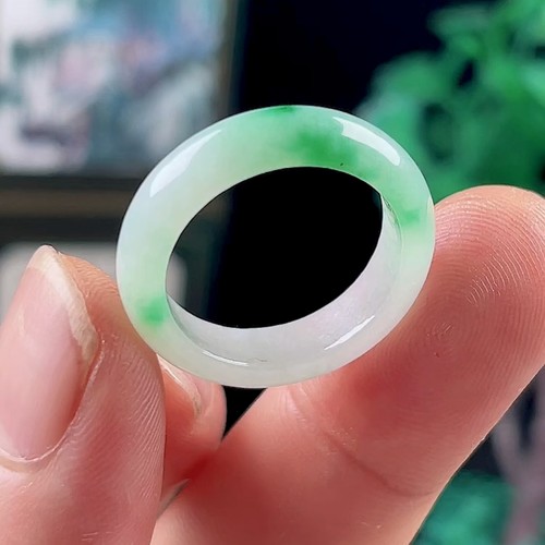 18号保真天然翡翠A货戒指玉戒圈男女款缅甸玉石飘阳绿玉指环正品