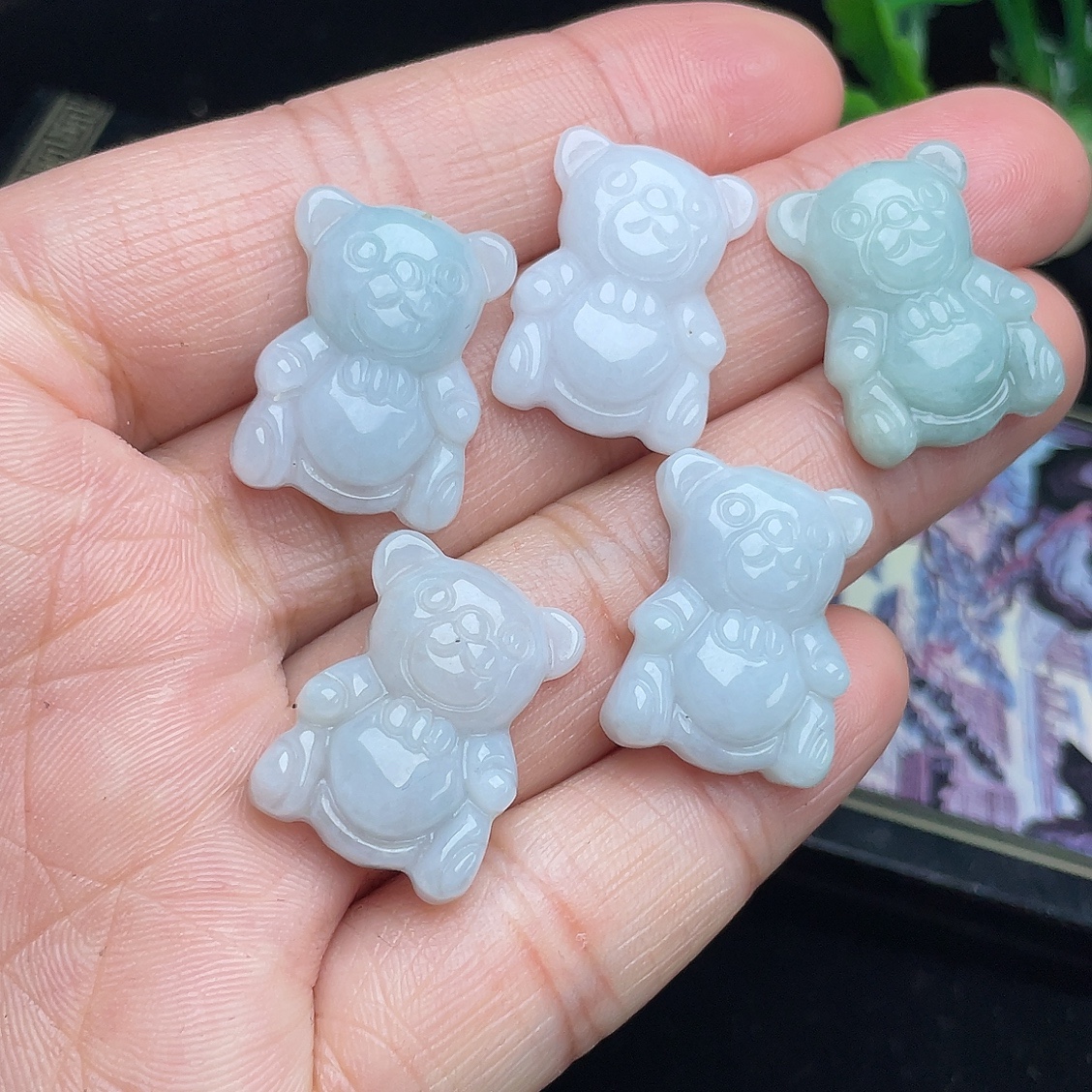 缅甸料自选新款翡翠熊猫玉吊坠A货小巧玉熊玉坠项坠挂件天然玉石