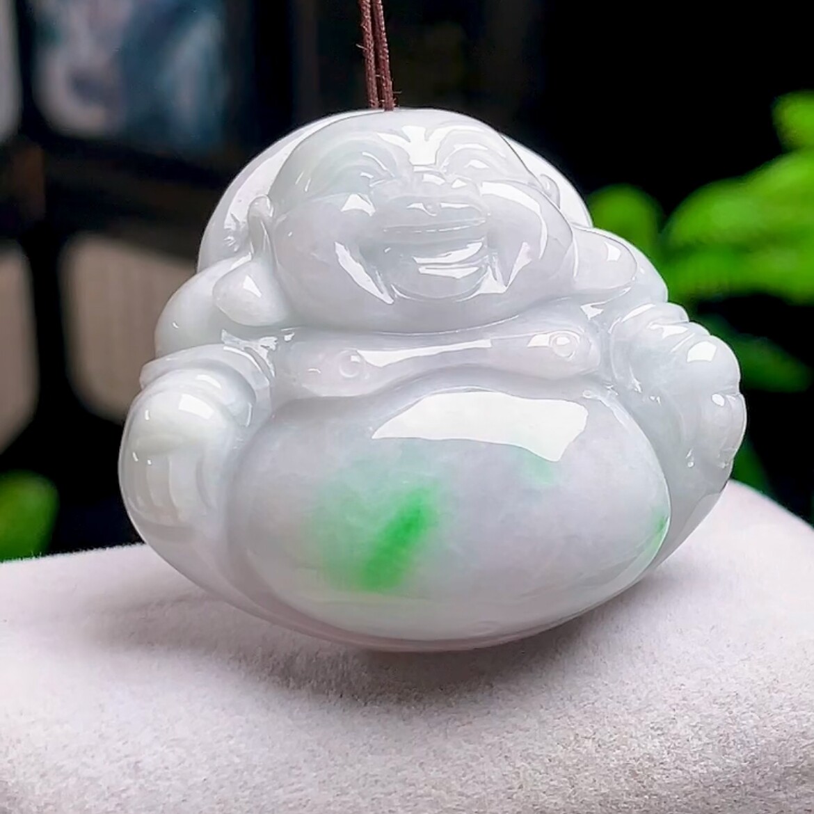 天然玉石翡翠弥勒佛挂件缅甸料A货冰飘绿佛公吊坠玉佛笑佛玉坠