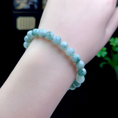 7-8MM缅甸料天然A货飘花翡翠手链