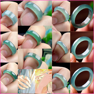 戒圈 冰种玉戒指女款 正品 高冰蓝水戒指翡翠A货天然玉石玉指环男款